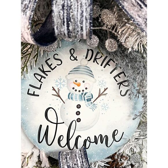 Luxe Winter Midnight Navy Blue Gray Silver Winter Teardrop Swag Wreath - Picture 9 of 9